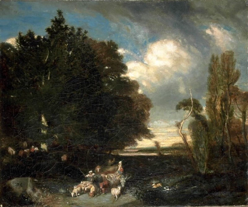 Alexandre - Gabriel Decamps, Paesaggio con pastorella e pecore